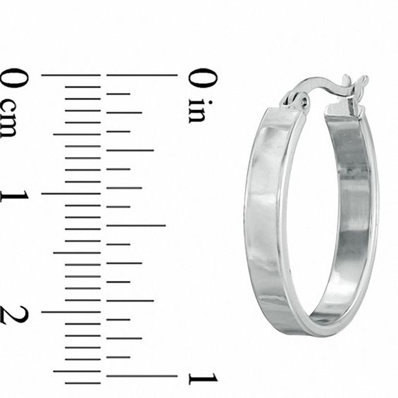 20.5mm Sterling Silver Flat Oval Hoop Earrings