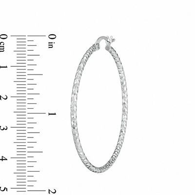 14k White Gold Over Sterling Silver Round Cut Front Hoop Earrings 0.64 Diameter, 0.7 Cttw