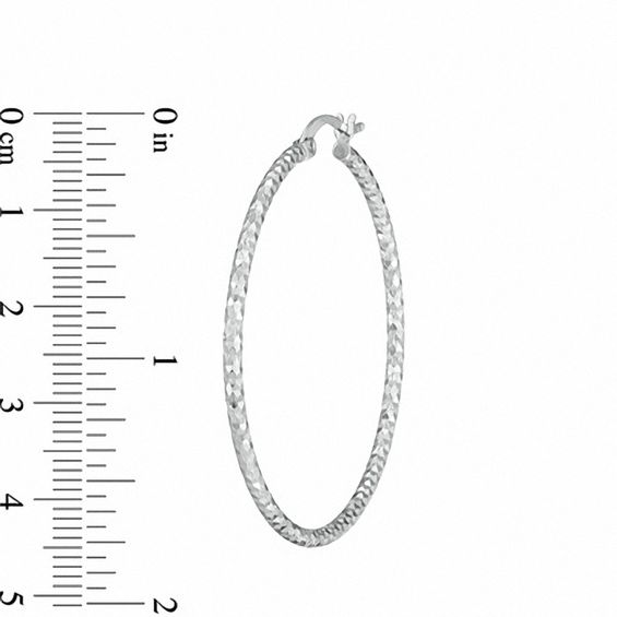 43.0mm Sterling Silver Diamond-Cut Hoop Earrings