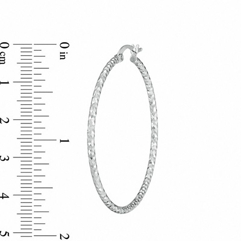 2.0 x 43.0mm Sterling Silver Diamond-Cut Hoop Earrings