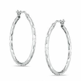 30mm Sterling Silver Checkered Hoop Earrings