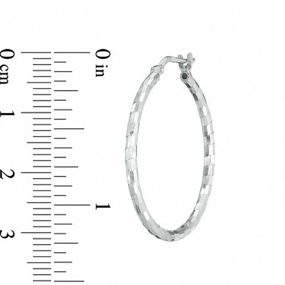 30mm Sterling Silver Checkered Hoop Earrings