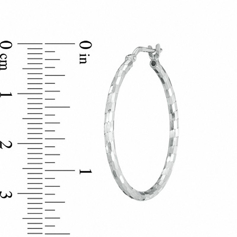Main Image 2 of 30mm Sterling Silver Checkered Hoop Earrings