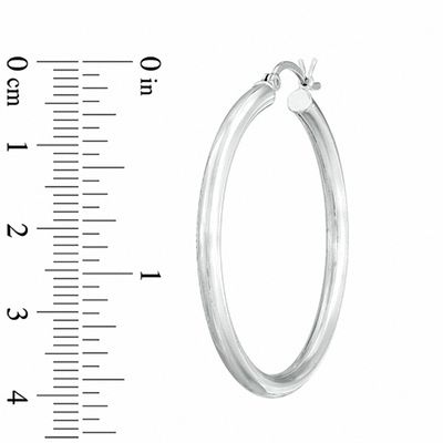 14K White Gold Polished 3.5mm Hoop Earrings 0.55 in x 0.14 in 14K White Gold Polished 3.5mm Hoop Earrings 0.55 in x 0.14 in