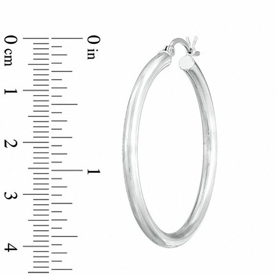 35mm Sterling Silver Polished Plain Hoop Earrings