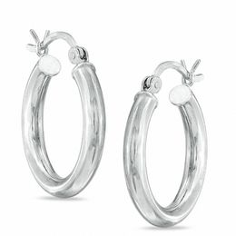 15mm Sterling Silver Plain Tube Hoop Earrings