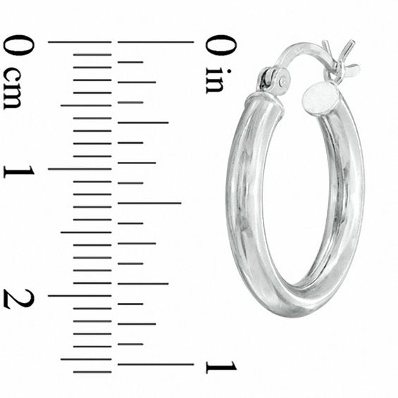 15mm Sterling Silver Plain Tube Hoop Earrings