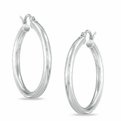 Details about / 925 Sterling Silver Plain Huggie Hoop 25mm Round Tube Earrings Gift Boxed