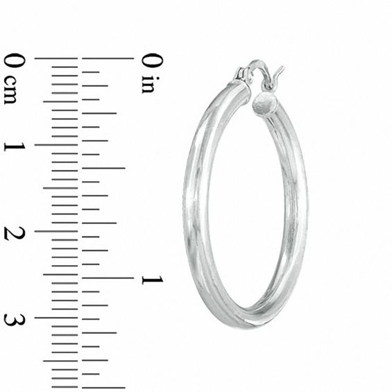 25mm Sterling Silver Plain Tube Hoop Earrings