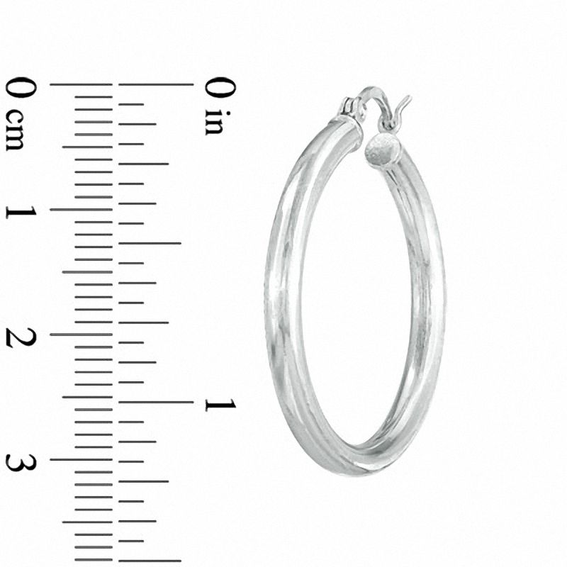 Main Image 2 of 25mm Sterling Silver Plain Tube Hoop Earrings