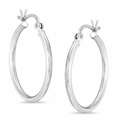 Details about   STERLING SILVER HOOP EARRINGS 25MM ROUND CREOLE POLISHED TUBE PLAIN SLEEPERS BOX 