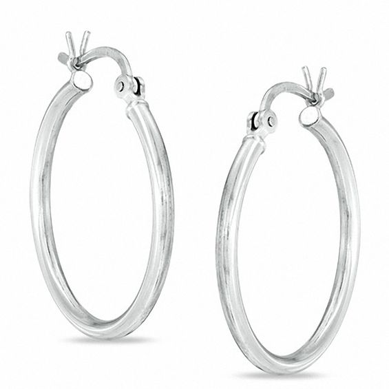 20mm Sterling Silver Plain Tube Hoop Earrings