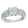 Thumbnail Image 0 of 5/8 CT. T.W. Quad Princess-Cut Diamond Double Row Engagement Ring in 14K White Gold
