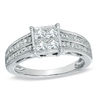 Thumbnail Image 1 of 5/8 CT. T.W. Quad Princess-Cut Diamond Double Row Engagement Ring in 14K White Gold