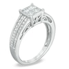 Thumbnail Image 1 of 5/8 CT. T.W. Quad Princess-Cut Diamond Double Row Engagement Ring in 14K White Gold