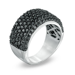 1-3/4 CT. T.W. Black Diamond Multi-Row Band in 10K White