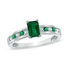Thumbnail Image 0 of Emerald-Cut Emerald and White Sapphire Ring in 10K White Gold