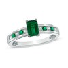 Thumbnail Image 1 of Emerald-Cut Emerald and White Sapphire Ring in 10K White Gold