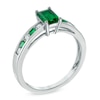 Thumbnail Image 1 of Emerald-Cut Emerald and White Sapphire Ring in 10K White Gold
