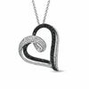 Thumbnail Image 1 of 1/2 CT. T.W. Enhanced Black and White Diamond Looping Heart Pendant in Sterling Silver