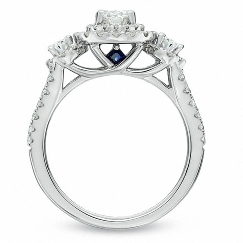 Vera Wang Love Collection 1-1/2 CT. T.W. Oval Diamond Three Stone Engagement Ring in 14K White Gold