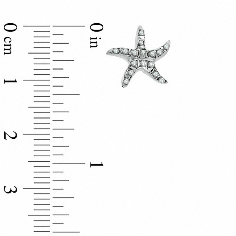 Main Image 2 of Diamond Fascination™ Starfish Stud Earrings in Sterling Silver with Platinum Plating