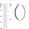 Thumbnail Image 1 of Enhanced Black and White Diamond Fascination™ Inside-Out Hoop Earrings in Sterling Silver