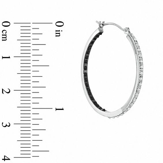 Enhanced Black and White Diamond Fascinationâ¢ Inside-Out Hoop Earrings in Sterling Silver