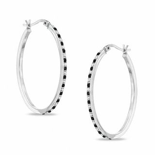 Enhanced Black and White Diamond Fascination™ Hoop Earrings
