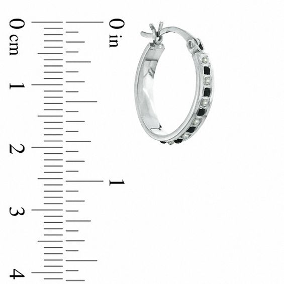 Enhanced Black and White Diamond Fascinationâ¢ Hoop Earrings in Sterling Silver