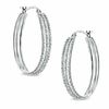 Thumbnail Image 1 of Diamond Fascination™ Triple Hoop Earrings in Sterling Silver with Platinum Plating