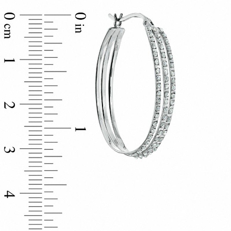 Main Image 2 of Diamond Fascination™ Triple Hoop Earrings in Sterling Silver with Platinum Plating