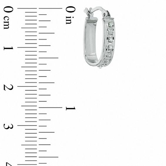 Diamond Fascination™ U-Huggie Hoop Earrings in Sterling Silver with Platinum Plating