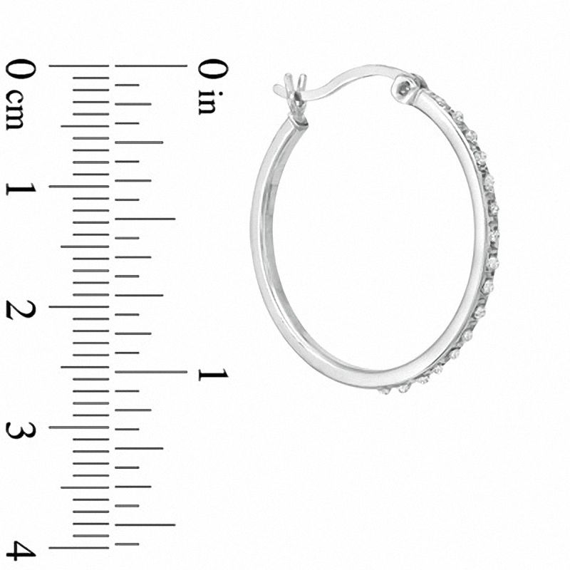 Main Image 2 of Diamond Fascination™ Hoop Earrings in Sterling Silver with Platinum Plating