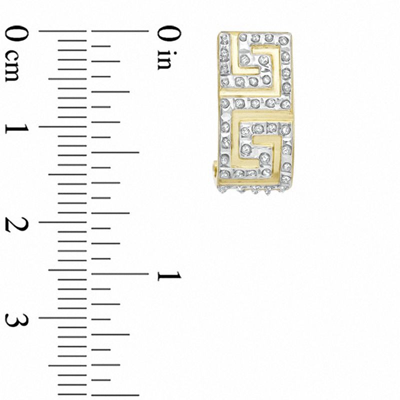 Main Image 2 of Diamond Fascination™ Greek Key J-Hoop  Earrings in 14K Gold