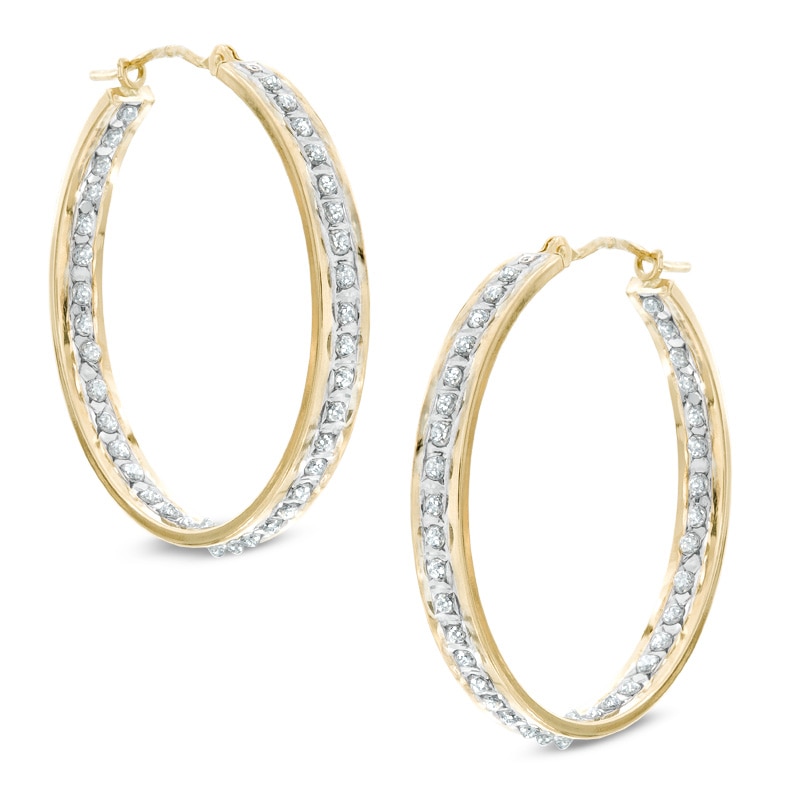 Diamond Fascination™ Inside-Out Hoop Earrings in 14K Gold