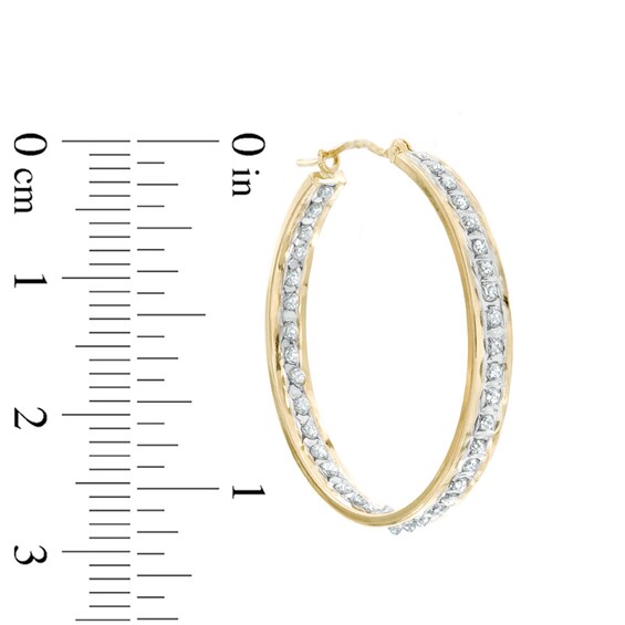 Diamond Fascinationâ¢ Inside-Out Hoop Earrings in 14K Gold