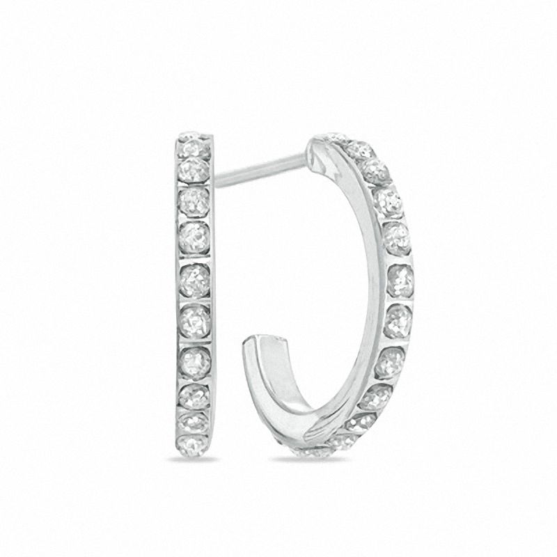 Diamond Fascination™ J-Hoop Earrings in 14K White Gold