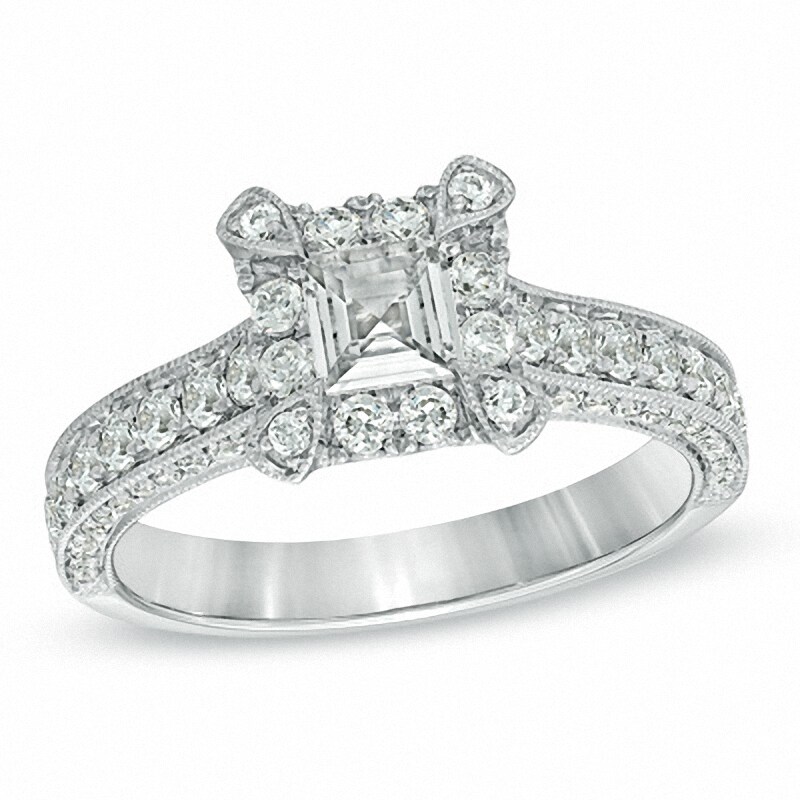 Main Image 1 of 1-1/2 CT. T.W. Certified Princess-Cut Diamond Engagement Ring in 14K White Gold (I/I1)