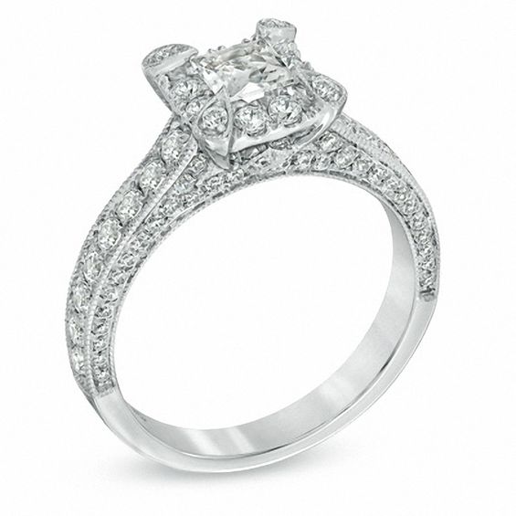 1-1/2 CT. T.w. Certified Princess-Cut Diamond Engagement Ring in 14K White Gold (I/I1)