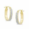 Thumbnail Image 1 of Diamond Fascination™ U-Hoop Earrings in Sterling Silver and 18K Gold Plate