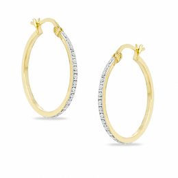 Diamond Fascination™ Hoop Earrings in Sterling Silver and 18K Gold Plate