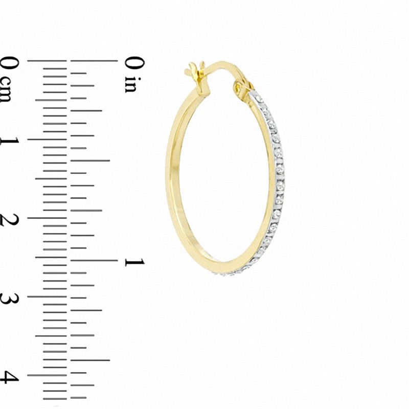 Main Image 2 of Diamond Fascination™ Hoop Earrings in Sterling Silver and 18K Gold Plate