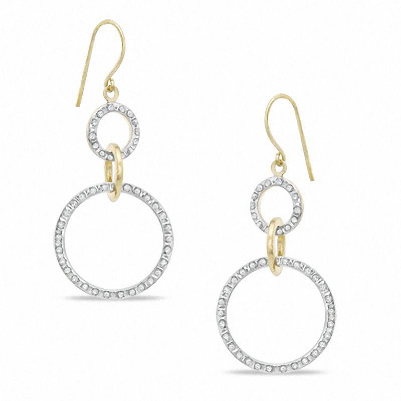 Main Image 1 of Diamond Fascination™ Triple Circle Drop Earrings in Sterling Silver and 18K Gold Plate