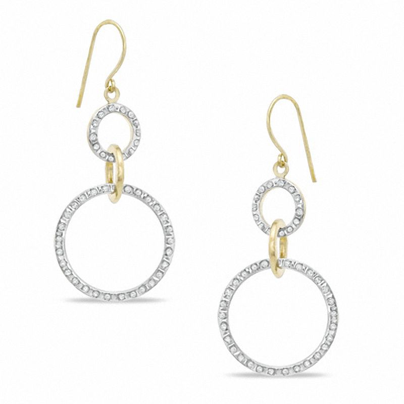 Diamond Fascination™ Triple Circle Drop Earrings in Sterling Silver and 18K Gold Plate