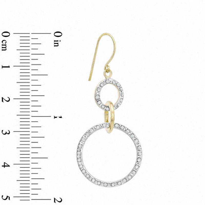 Main Image 2 of Diamond Fascination™ Triple Circle Drop Earrings in Sterling Silver and 18K Gold Plate