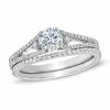 Thumbnail Image 1 of 3/4 CT. T.W. Diamond Three Stone Bridal Set in 14K White Gold