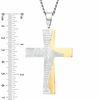 Thumbnail Image 2 of Men's Lord's Prayer Cross Pendant in Stainless Steel and Yellow IP - 24"