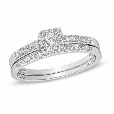 Stunning 4 ct Princess cut 925 Silver 2 piece Bridal Wedding ring designer Set Stunning 4 ct Princess cut 925 Silver 2 piece Bridal Wedding ring designer Set