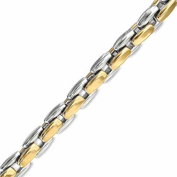 Link Bracelet in Polished Two-Tone Stainless Steel - 9.0"